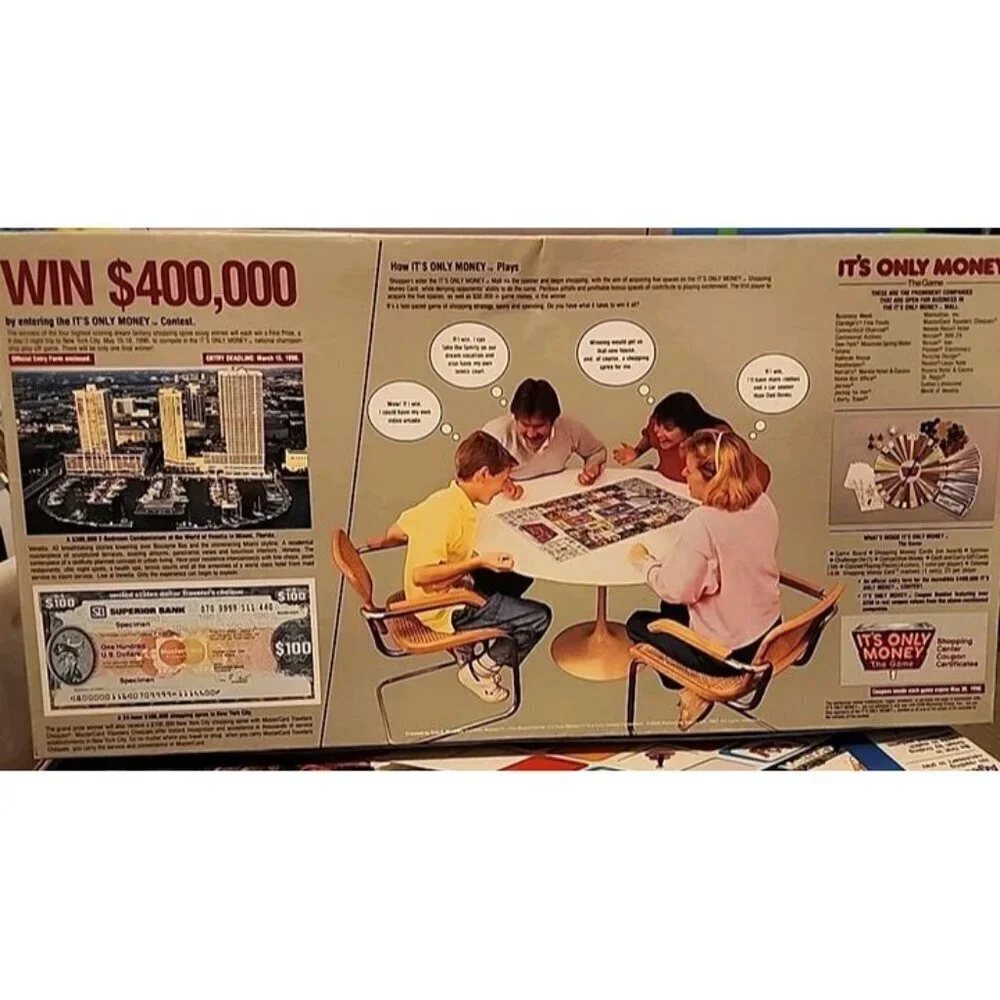 New VTG 1987 It's Only Money The Game Board Game Mall Strategy NEW